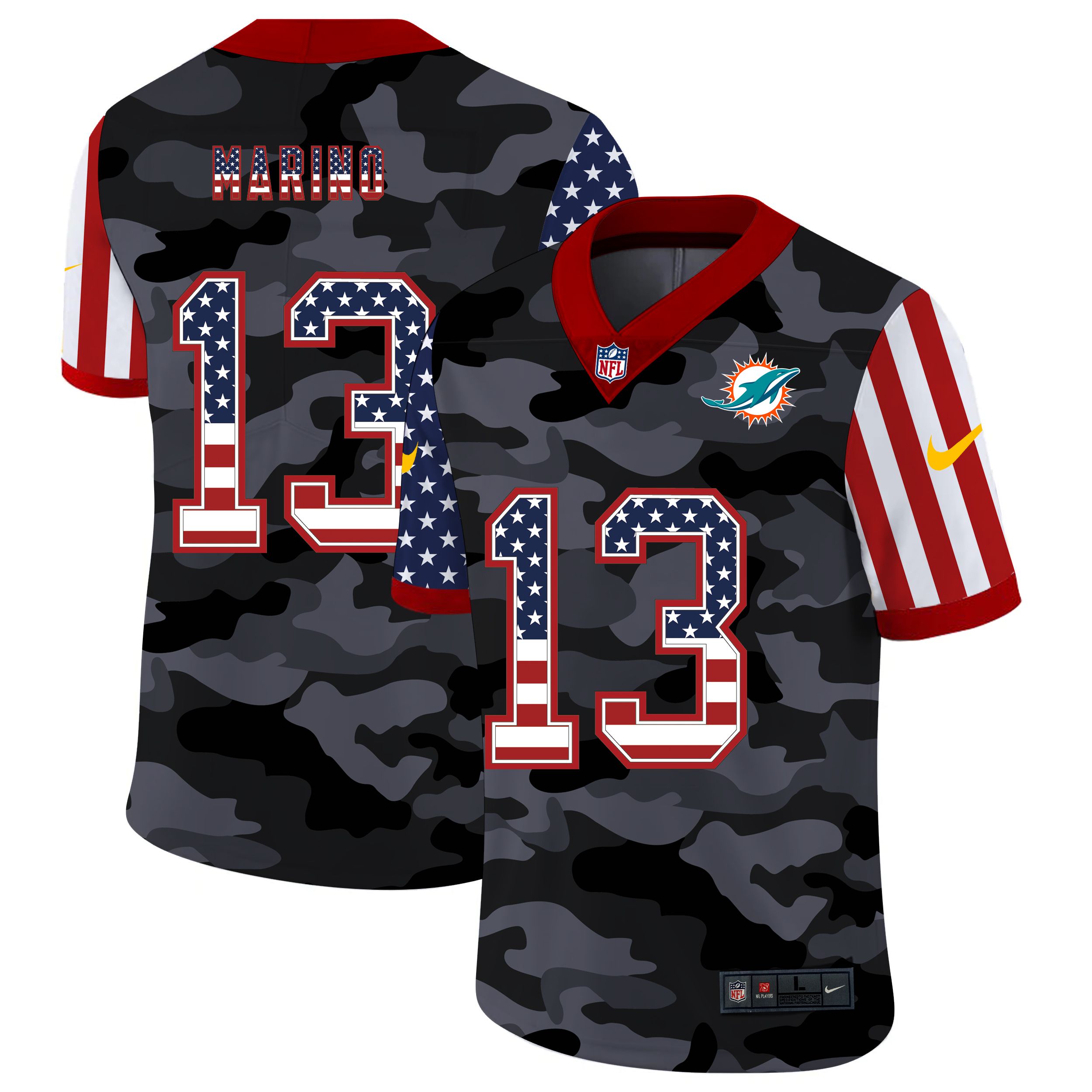 Men Miami Dolphins #13 Marino 2020 Nike USA Camo Salute to Service Limited NFL Jerseys